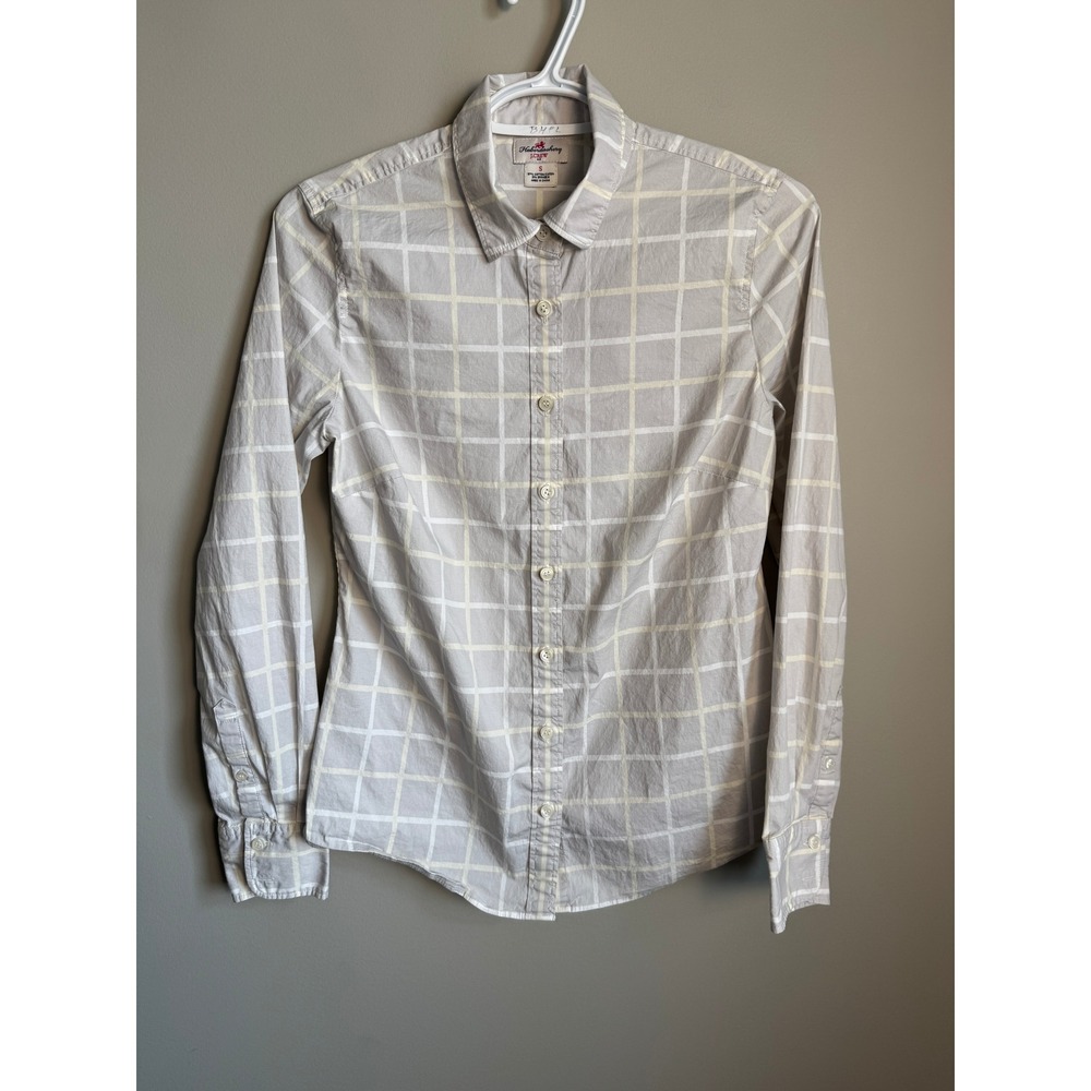 J Crew Haberdashery Windowpane Plaid Button Up Shirt Grey White‎ Long Sleeve S